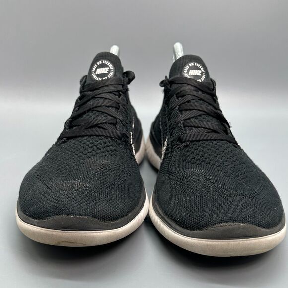 Nike Free RN Flyknit 2018 Women Size 8.5 Black Lace Low Athletic Sneakers Shoes - Picture 2 of 9